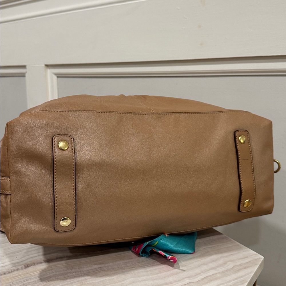 Coach Bag Ashley Large Tan Metallic Leather Satchel - Picture 10 of 17